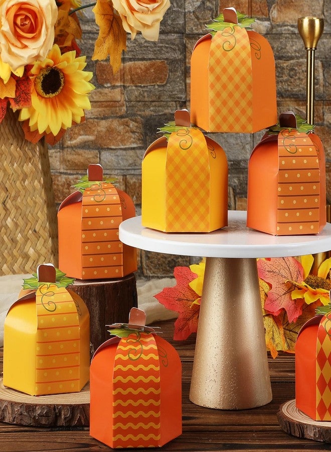 Cholemy 30 Pcs Thanksgiving Fall Treat Boxes Pumpkin Shape Gift Box for Candy Cookie Fall Treat Boxes Containers for Autumn Harvest Thanksgiving Party Favor Decoration, 6 Designs (Classic) - Image 3